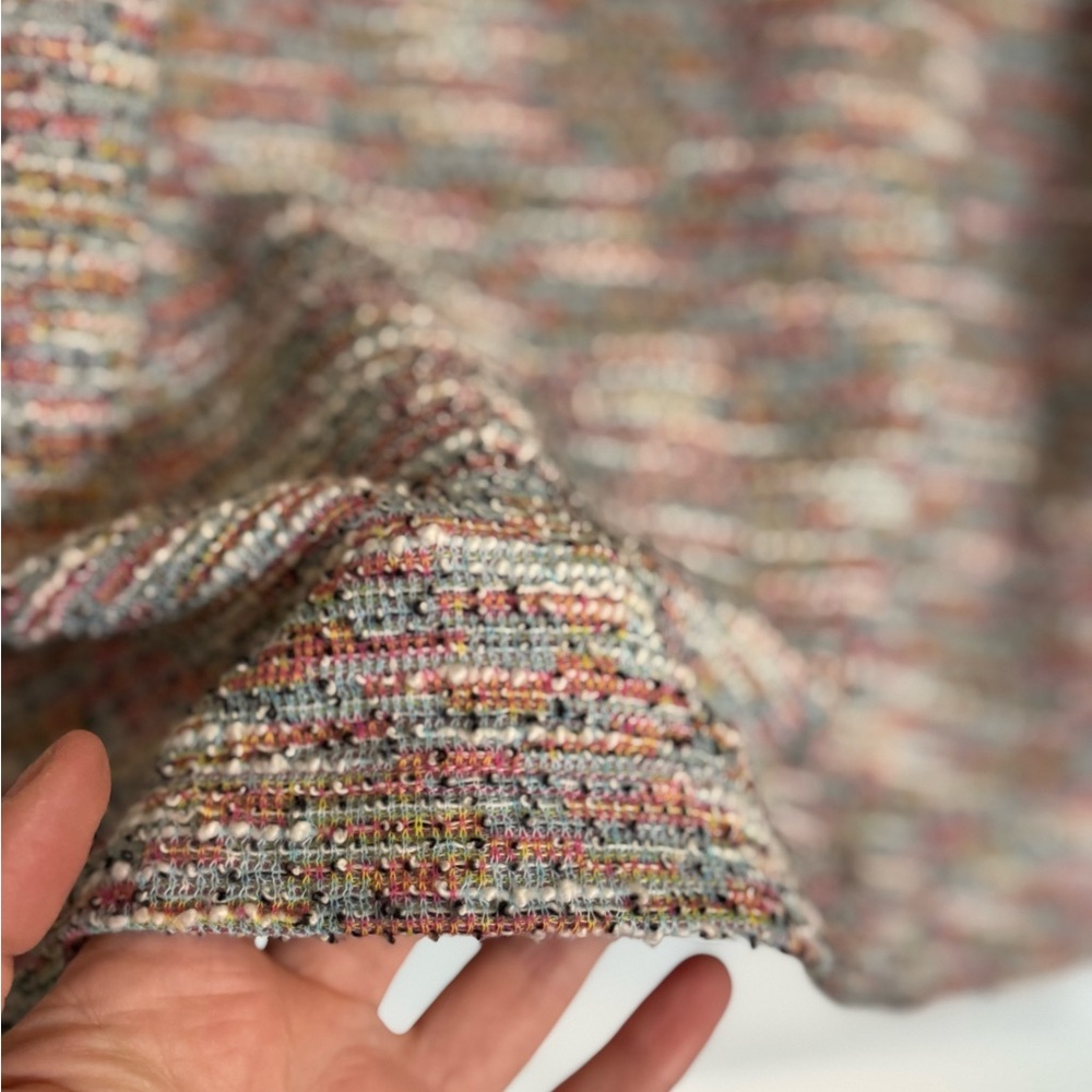 LOFT Ann Taylor Colorful Tweed Short Twist Sleeve Knit Top - Casual Workwear - Picture 11 of 14